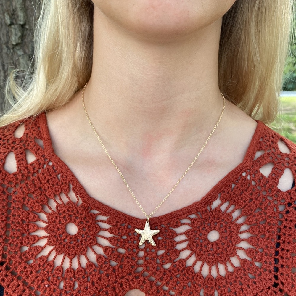 Handmade Gold Charm Starfish Necklace